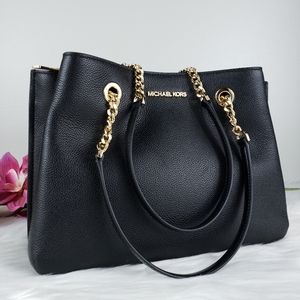 NWT Michael Kors LG Teagen long drop satchel black